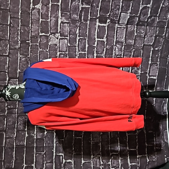 PINK Victoria's Secret Hoodie Pullover size Lg Red/White/Blue & Pink NWT - Picture 4 of 8